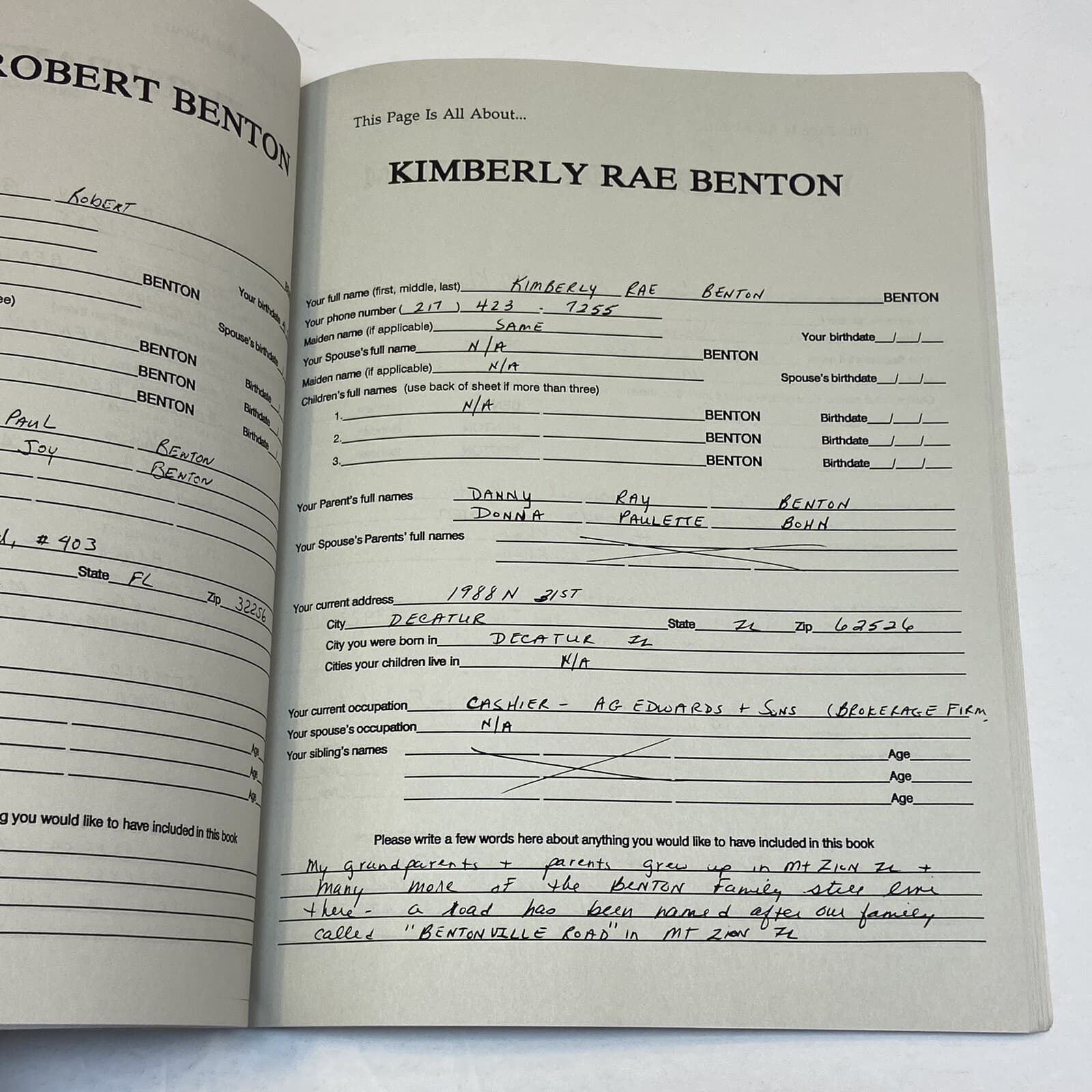 Who's Who of American Bentons Family History Genealogy Self Submitted Forms USA 5