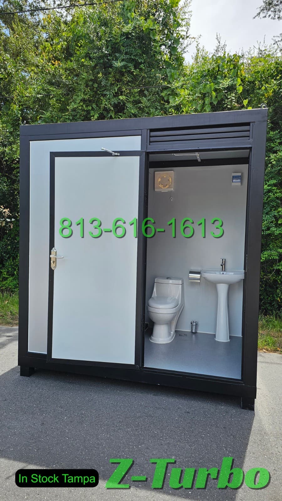 New  Economical Steel Frame Semi-permanent Portable Shower Toilet Combo Bathroom 5