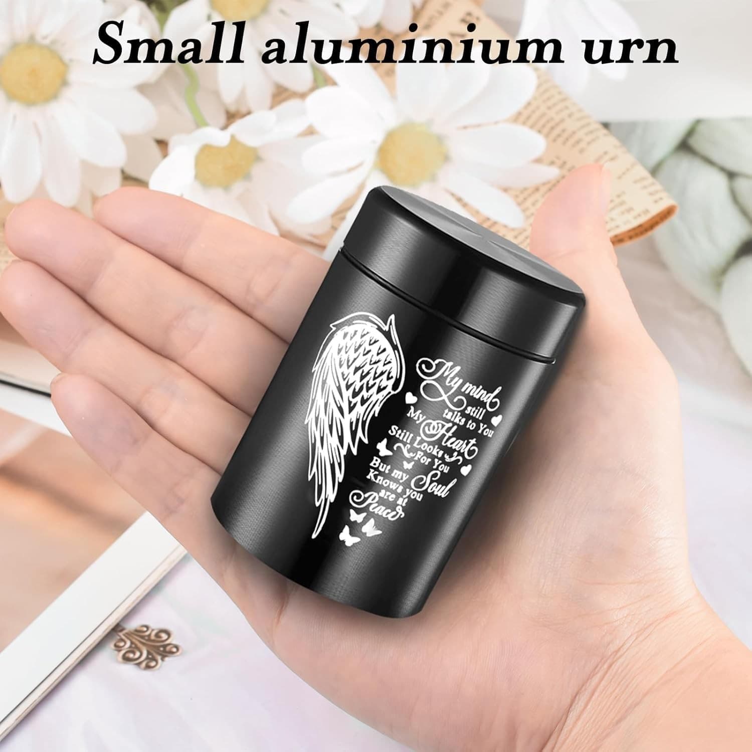 Set of 4pcs Small Urns for Human Ashes Female Male Aluminum Keepsake Black Ti... 5