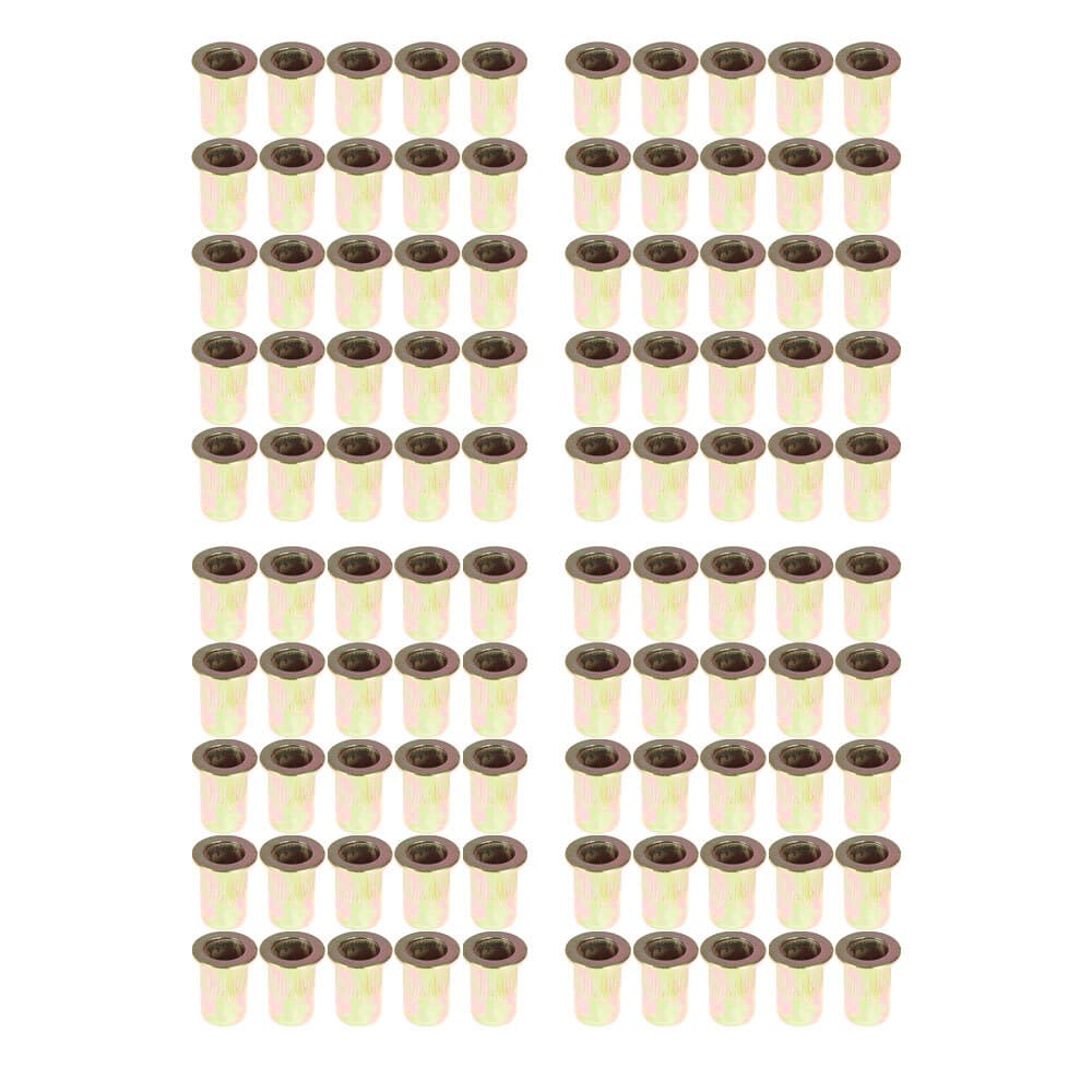 100 Pcs M6 Metric Carbon Steel Rivet Nut Flat Head Threaded Insert Nutsert US 5