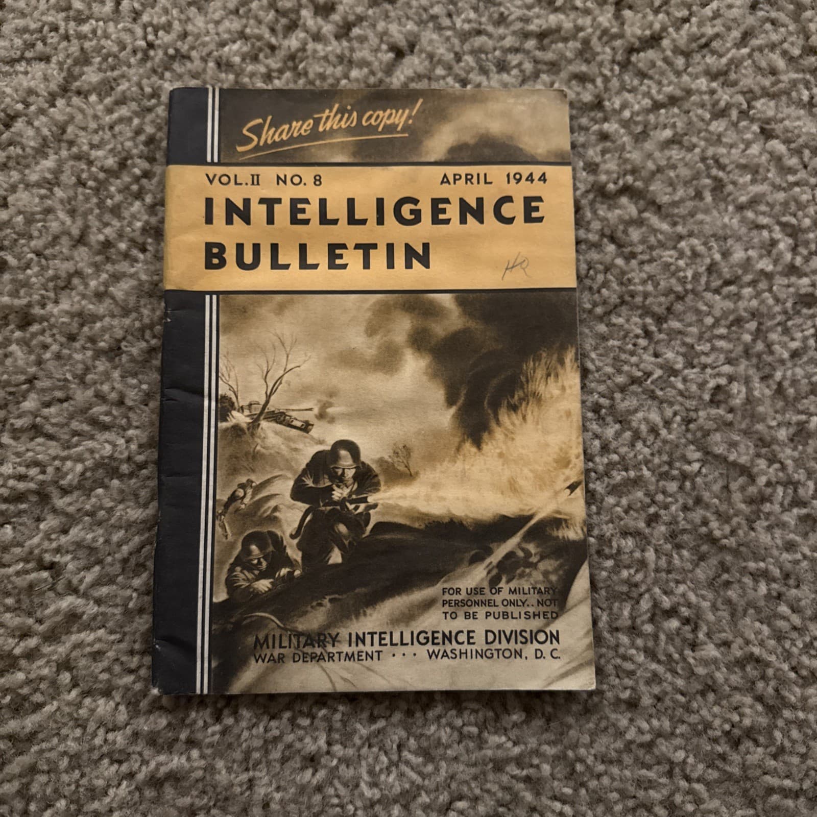 1944 Vol 2 No. 8 Intelligence Bulletin Book. WWII Era 2