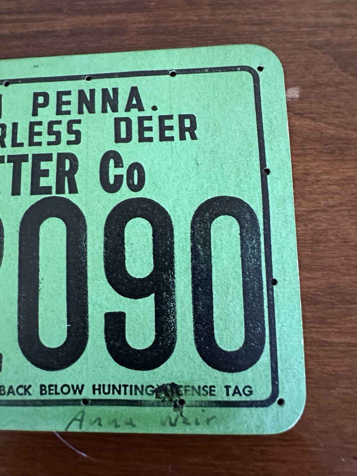 1951 Penna Pennsylvania Antlerless Deer Hunting License Tag Potter Co 12090 VTG 4