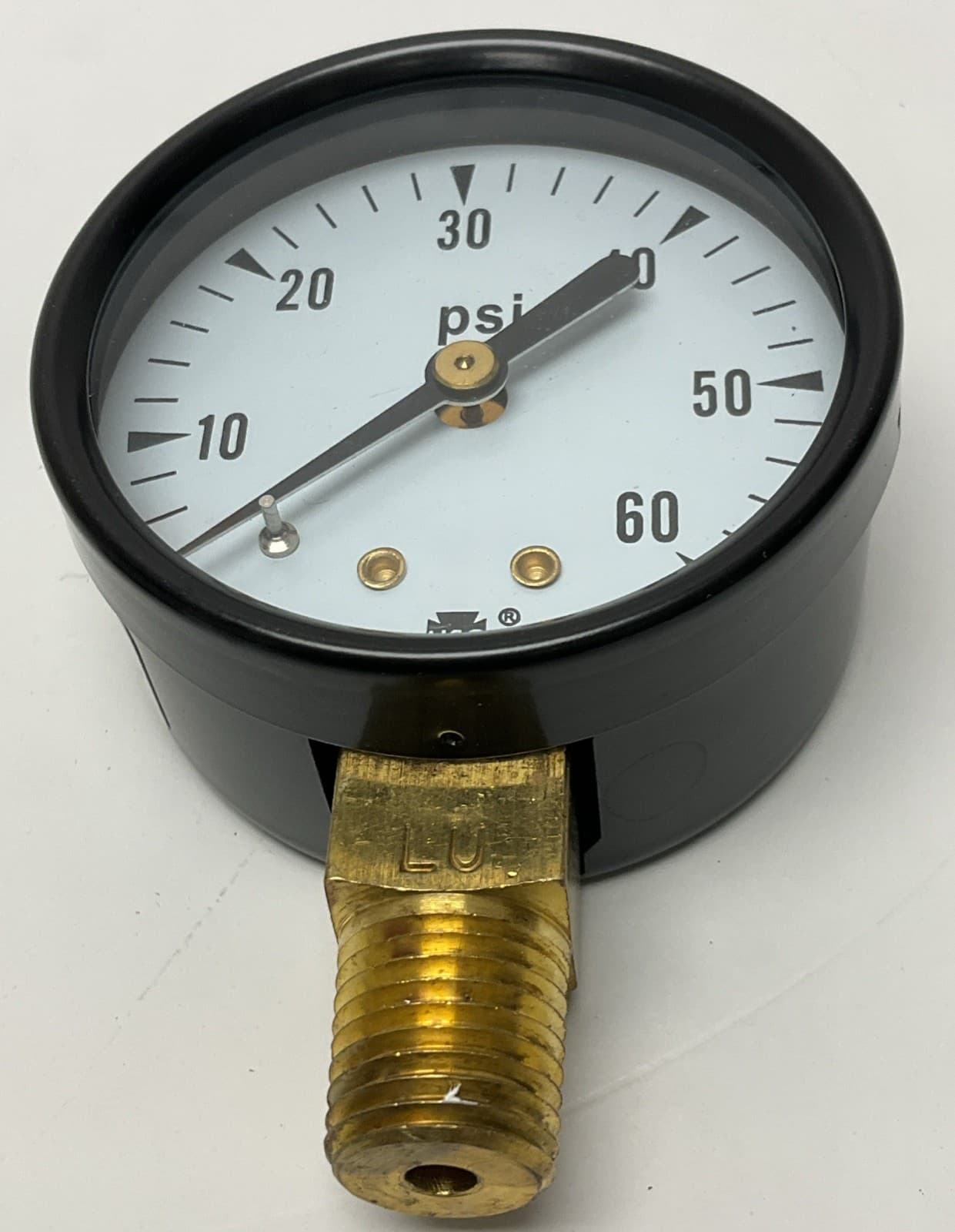 Ametek USG 163269 0-60 PSI Pressure Gauge 2"  1/4" NPT, Brass Lower Middle 6