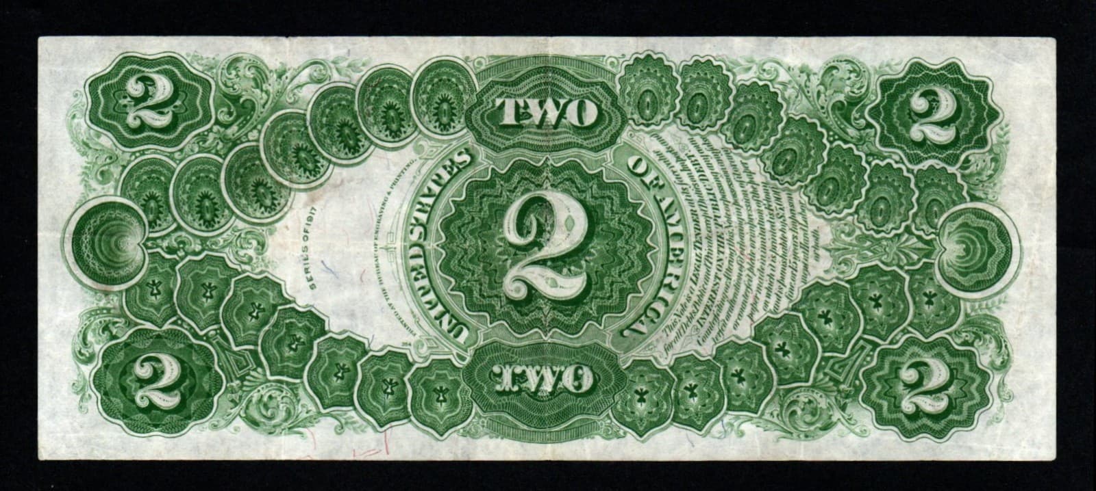 1917 $2 LARGE Size BEAUTIFUL CRISP XF Legal Tender United States Note! 2