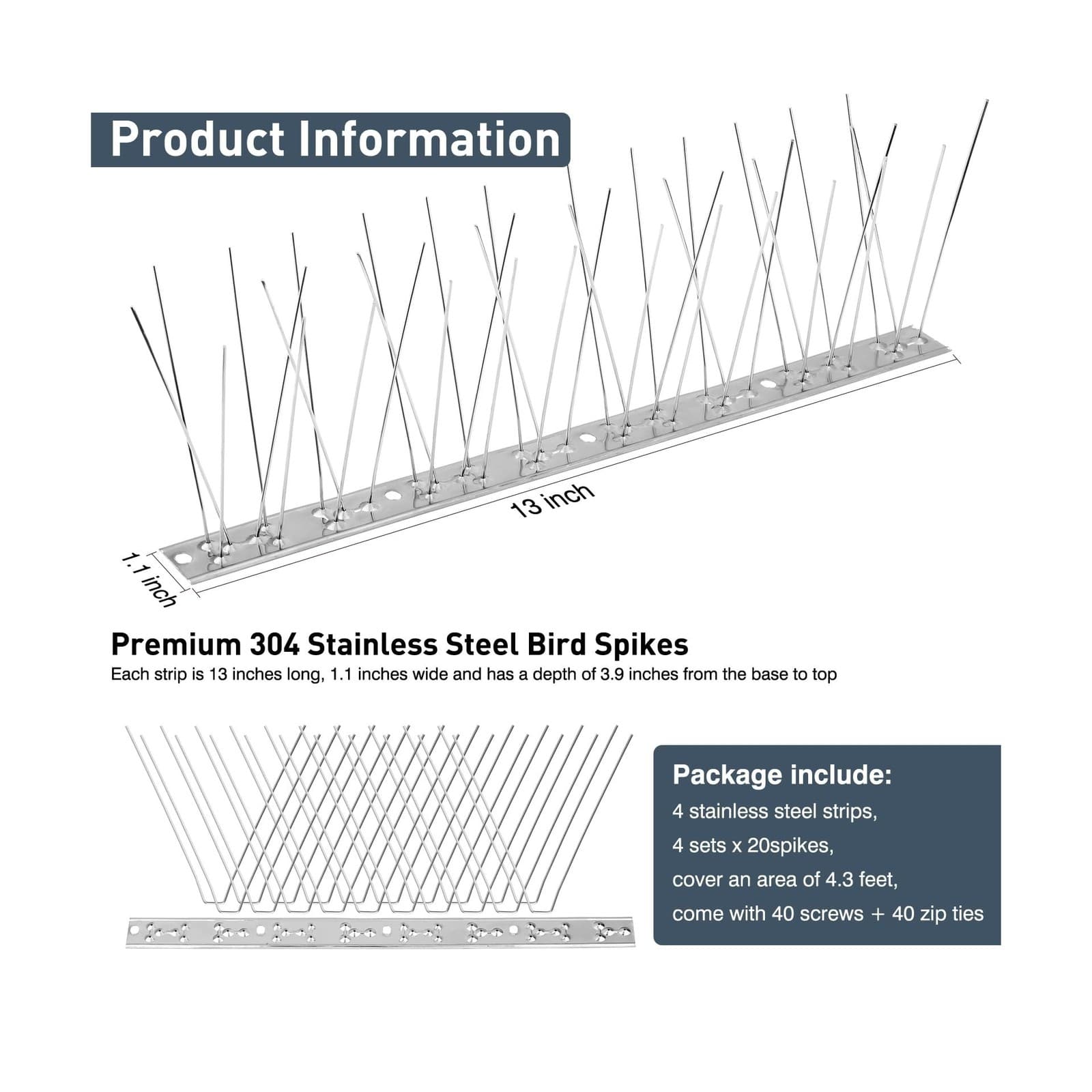 Teyssor Bird Spikes, Stainless Steel Bird Spikes for Pigeons and Small Birds ... 2