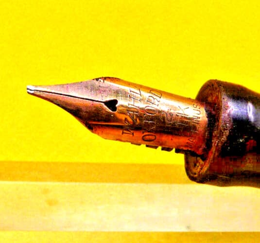 Wahl-Oxford Red Marble Lever fill Fountain Pen-flexible medium--working 5