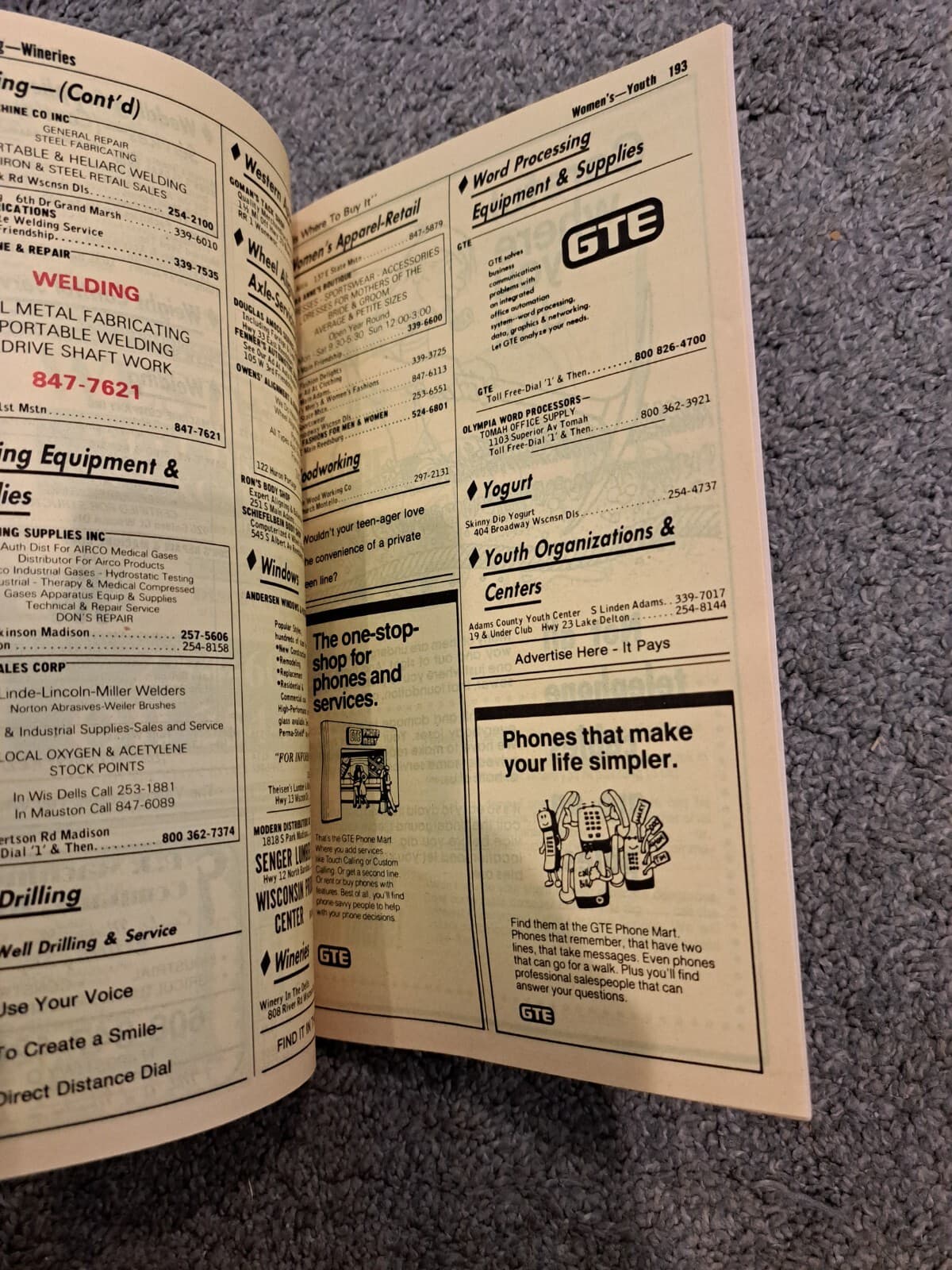 GTE October 1988 Wisconsin Dells Wisconsin Directory Adams Mauston Lake Delton 4