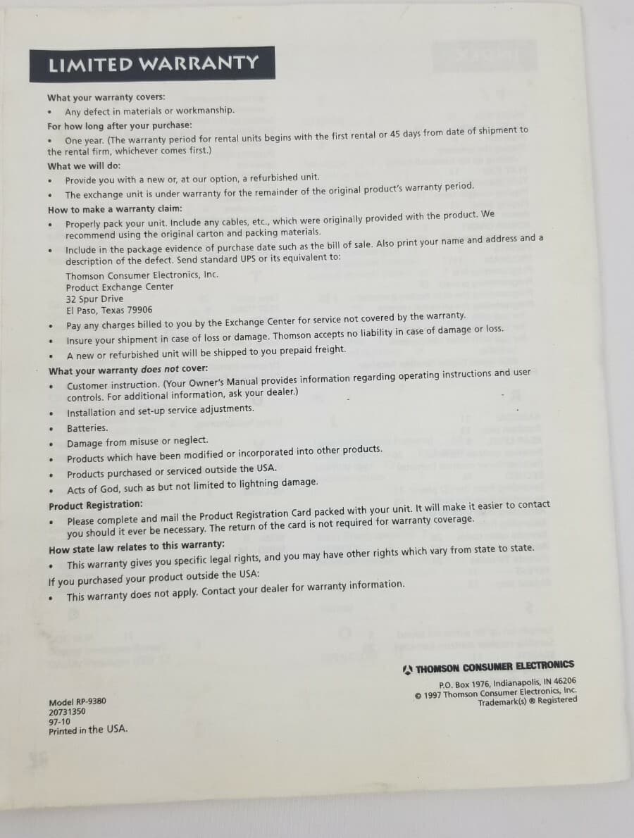 RCA RP 9380 Users Guide Audio System 30 pages 1977 2