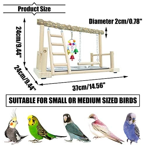  Bird Playground Parrot Playstand Birds Play Stand Wood Exercise Perch Gym  3