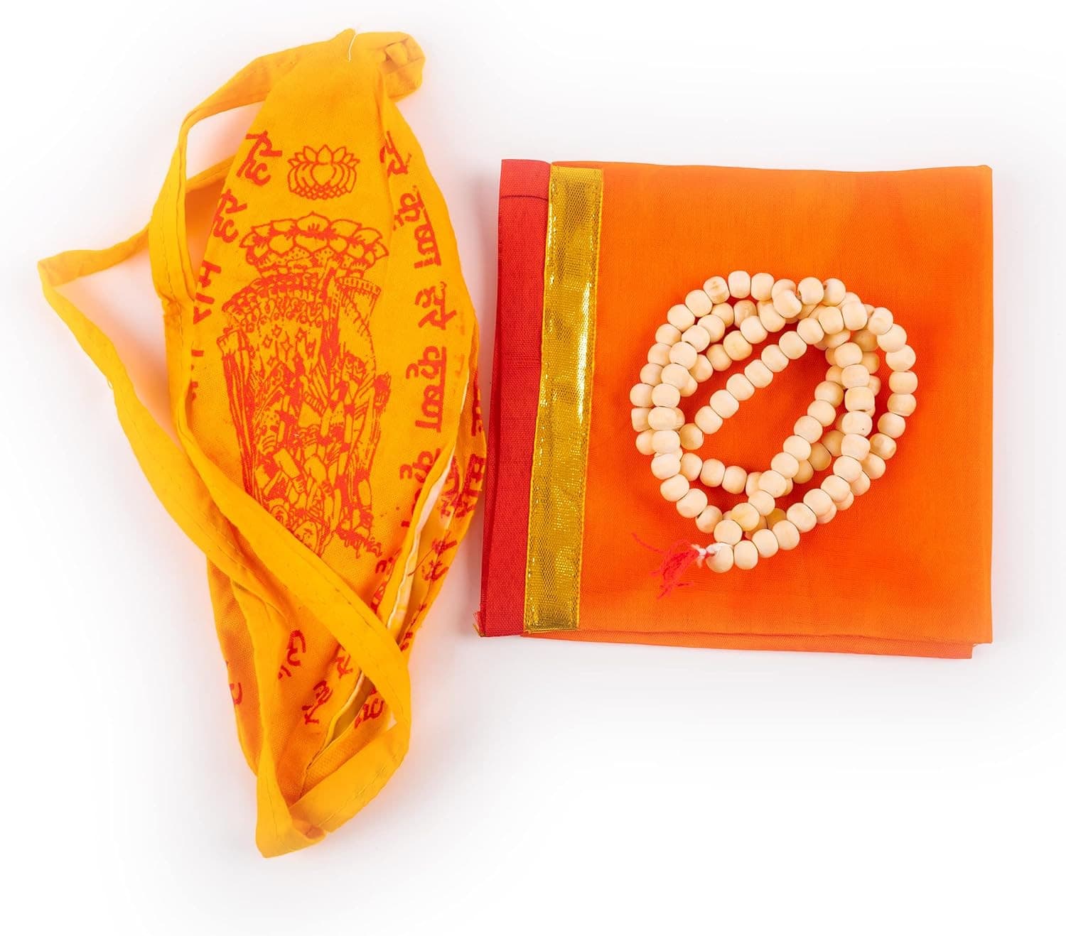 Set of Tulsi Holy Basil Jaap Jap Mala Beads and 2 Japa Mala Bag Gomukhi Japa Bag