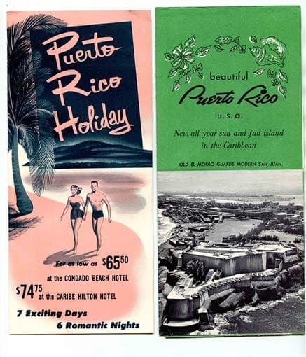 Condado Beach & Caribe Hilton Hotel Beautiful Puerto Rico Brochures 1950's