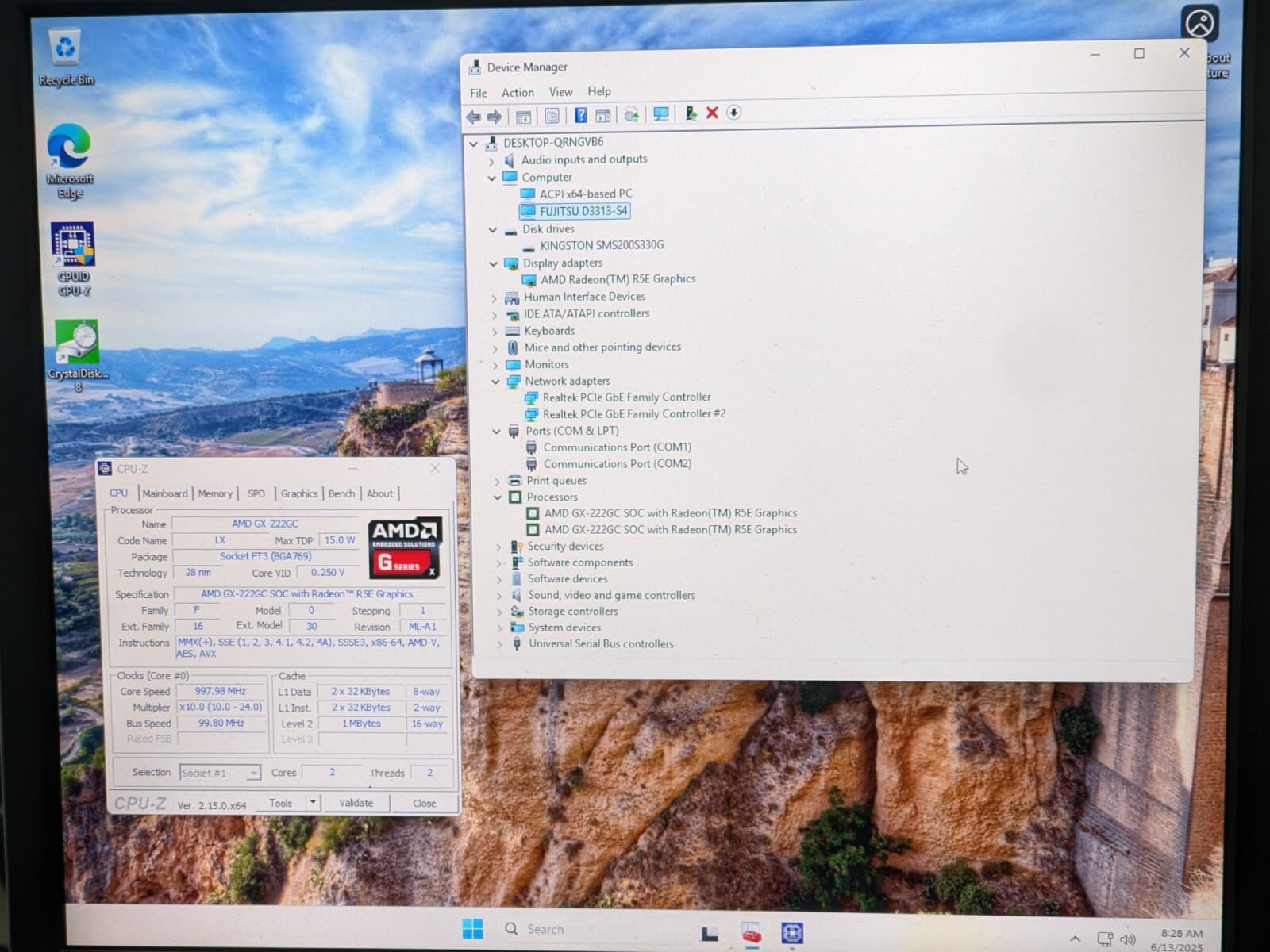 Fujitsu D3313-S43 mini-ITX industrial motherboard, AMD GX-222GC, 8GB, 60GB SSD 4