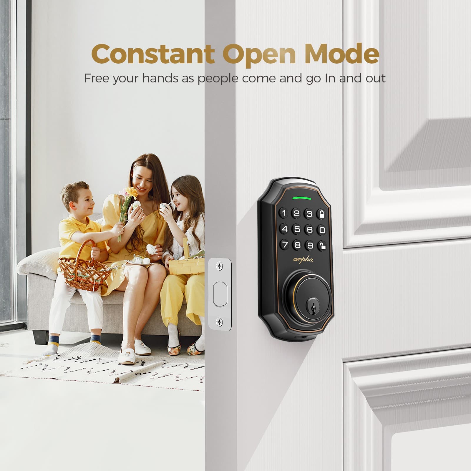 ARPHA Smart Keyless Door Lock Anti-Peeping Password Electronic Keypad Deadbolt 5