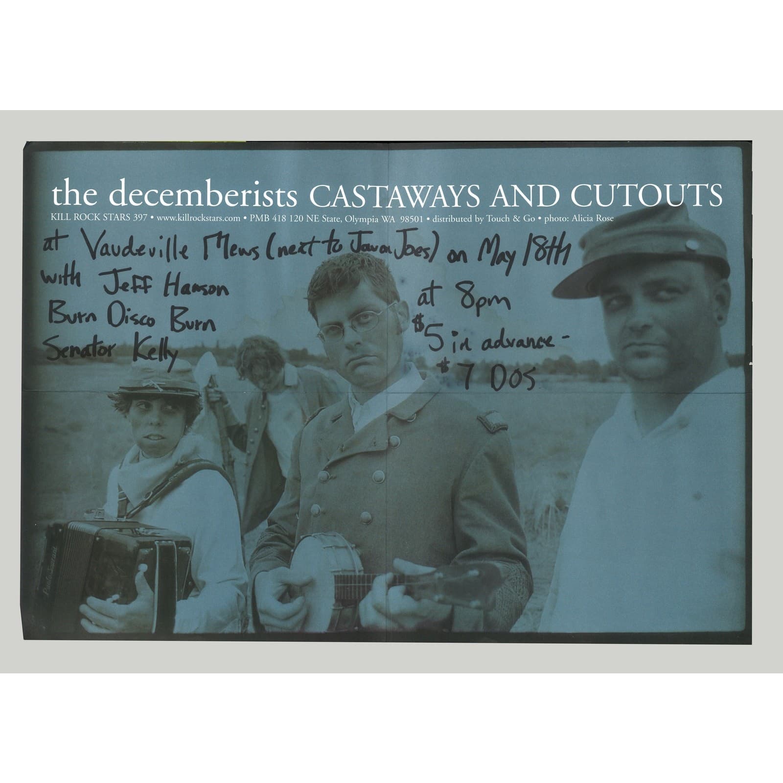 The Decemberists 2003 Vaudeville Mews Tour Poster Castaways & Cutouts Orig