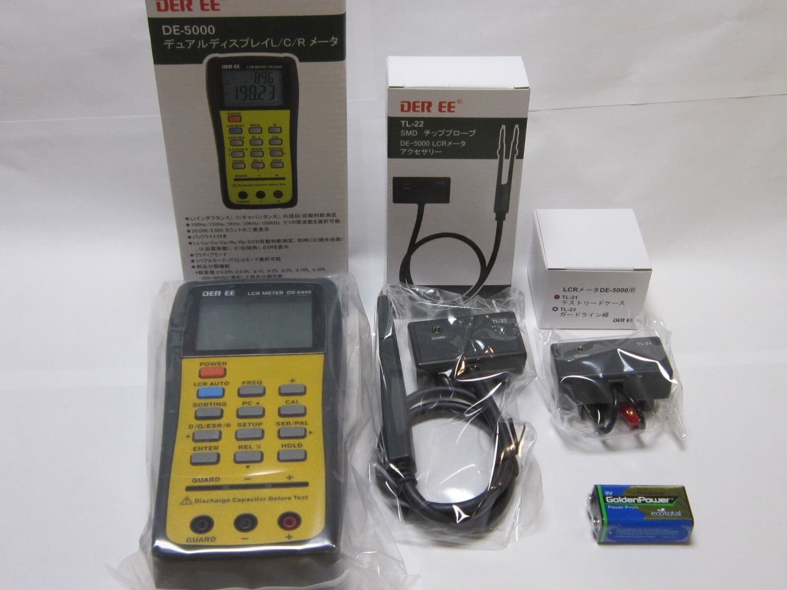 DER EE DE-5000 High Accuracy Handheld LCR Meter TL-21 TL-22 Set Tools New Japan
