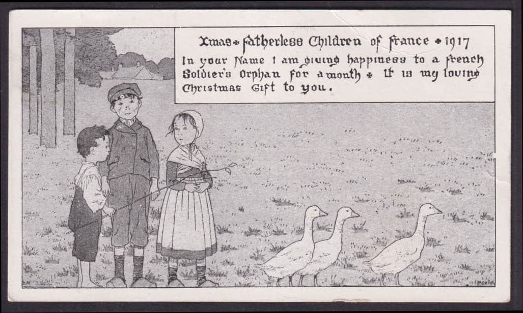 Christmas Fatherless Children of France 1917 Soldier's Orphans card