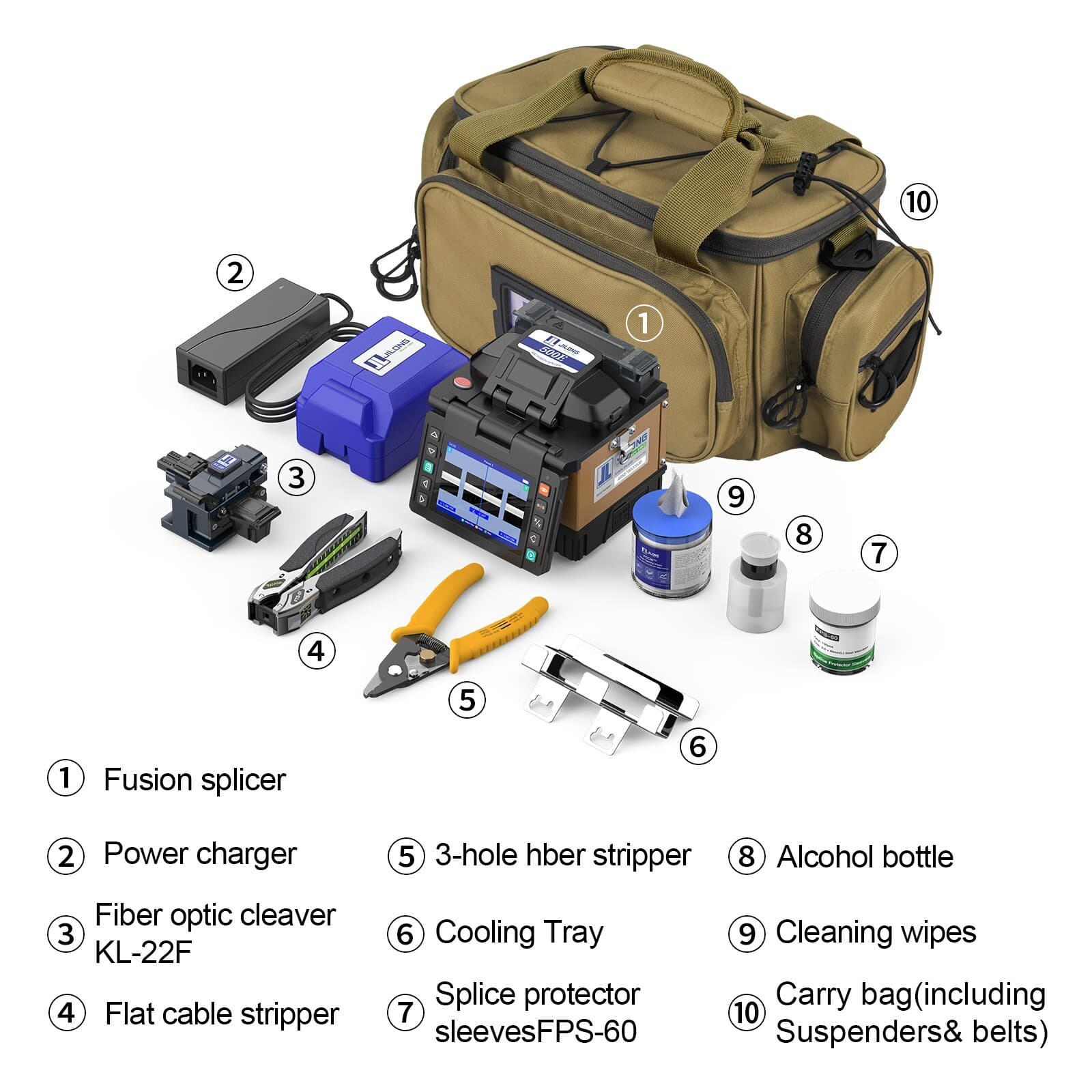 Jilong 500E FTTx Fiber Optic Fusion Splicer Support Active-Clad Alignment Splice