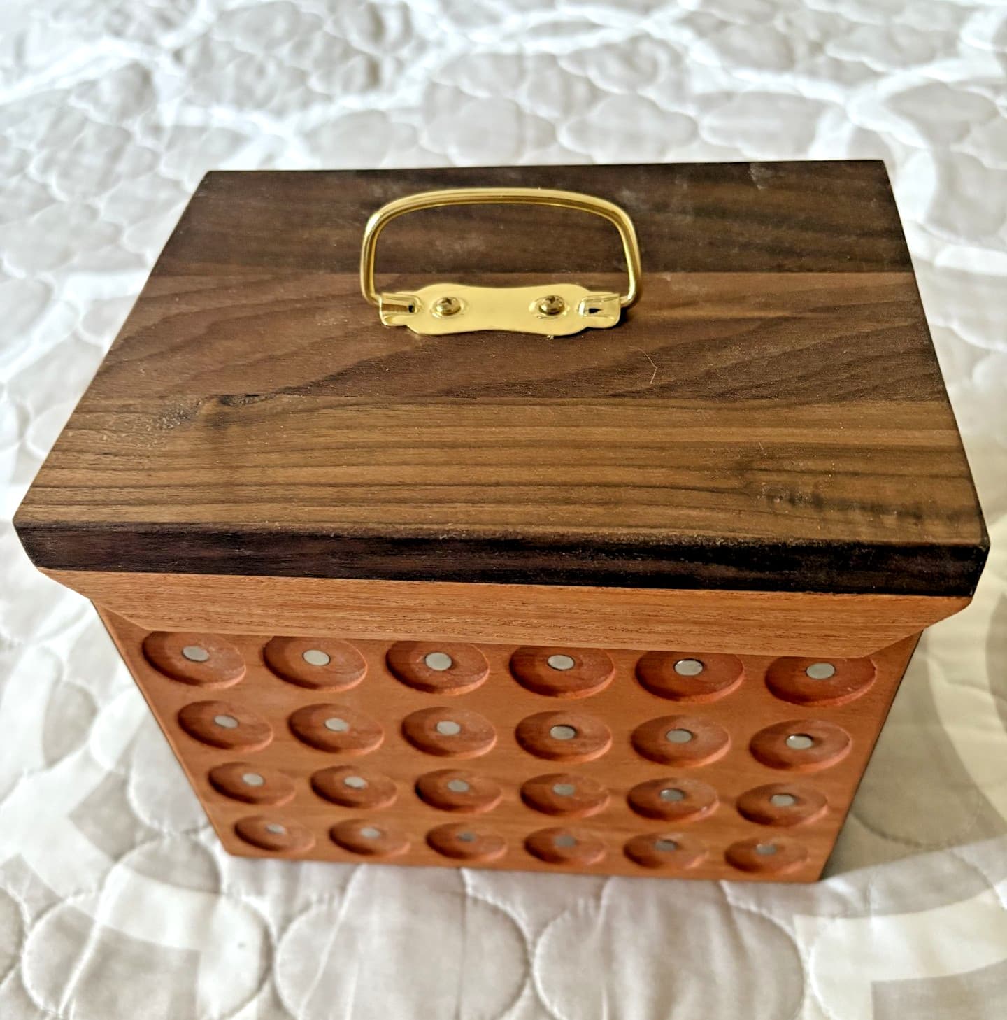 Small Pathtag Collectors Traders Ammo Box Honey Locust and Figured Walnut 2