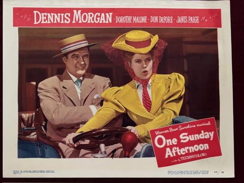 ONE SUNDAY AFTERNOON LOBBY CARDS (2) 1949 DENNIS MORGAN DOROTHY MALONE 2