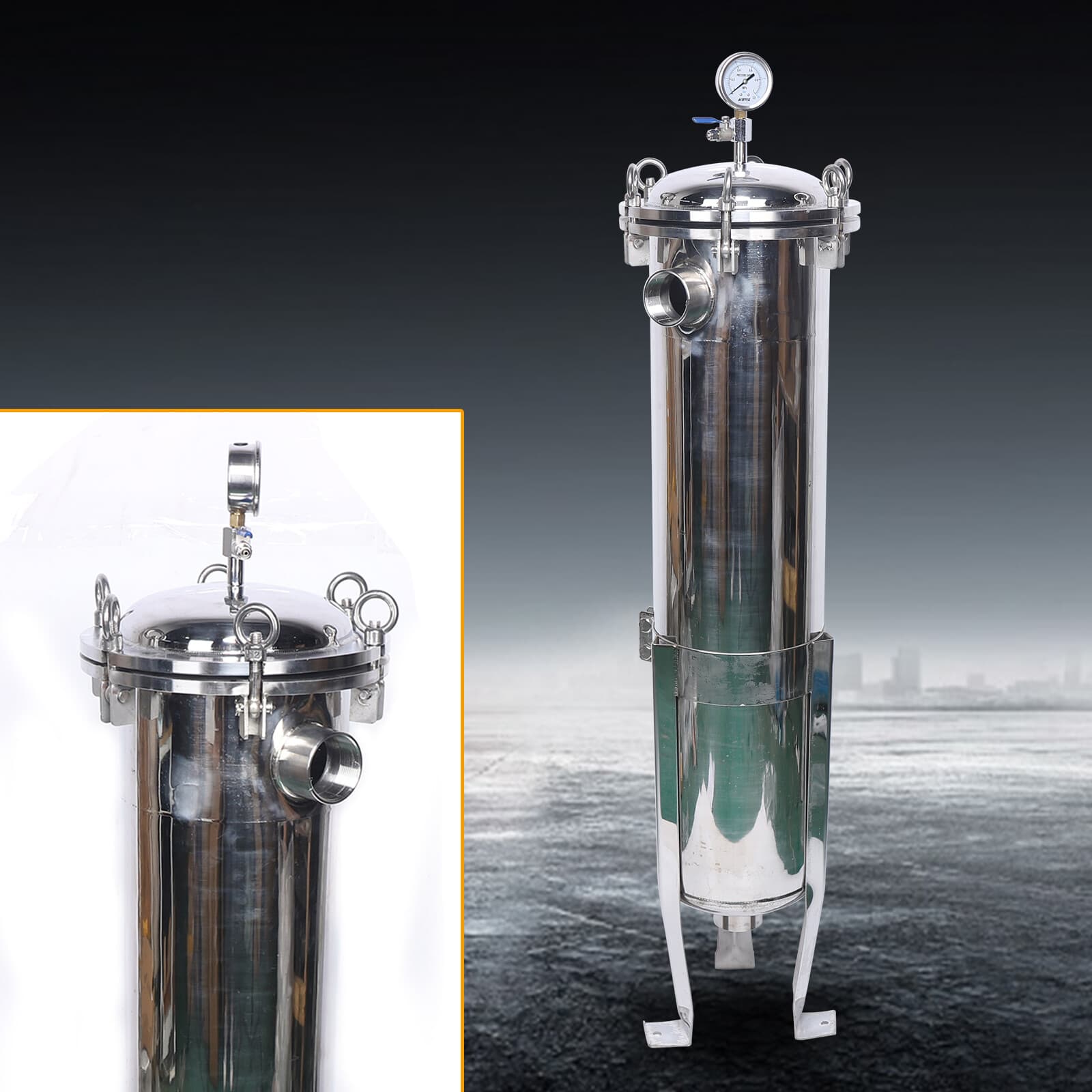 2" NPT Bag Filter Housing 150 Psi 304 Stainless Steel In/out #2 Bag With Mesh  4