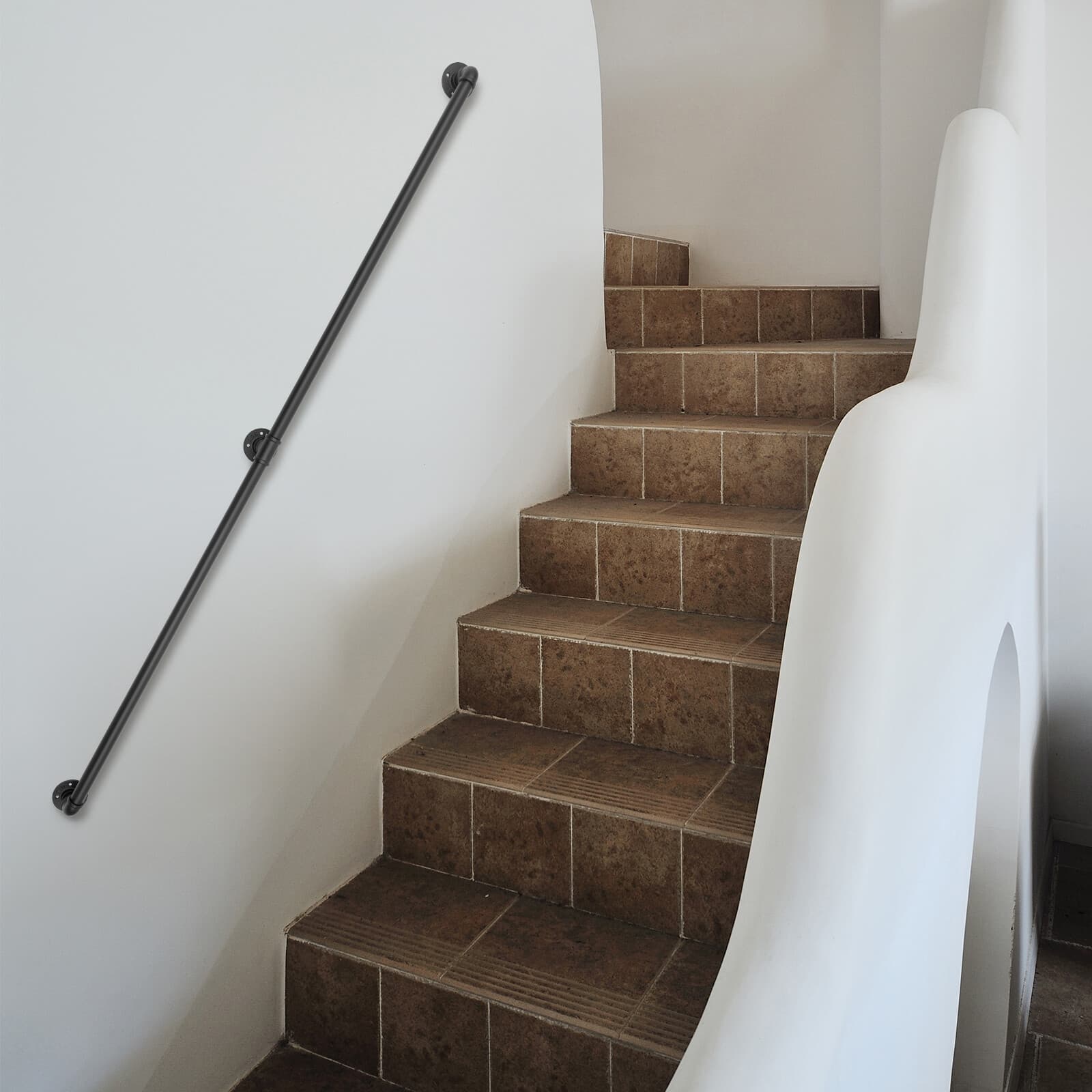 US Iron Handrail Stair Rail Wall Mounted Step Stair Handrail Staircase Grab Bar 4