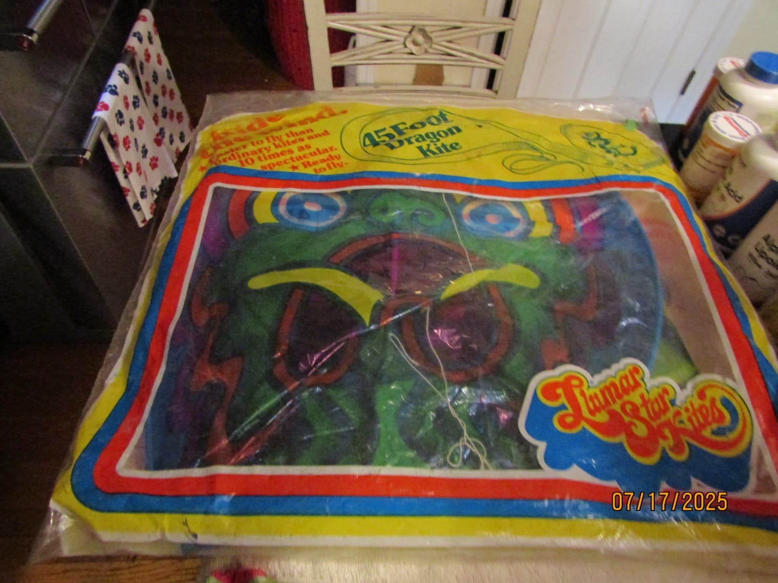 Vintage Mylar 45ft Chinese DRAGON KITE LLUMAR STAR LA Cal USA NOS No 4510 1970s