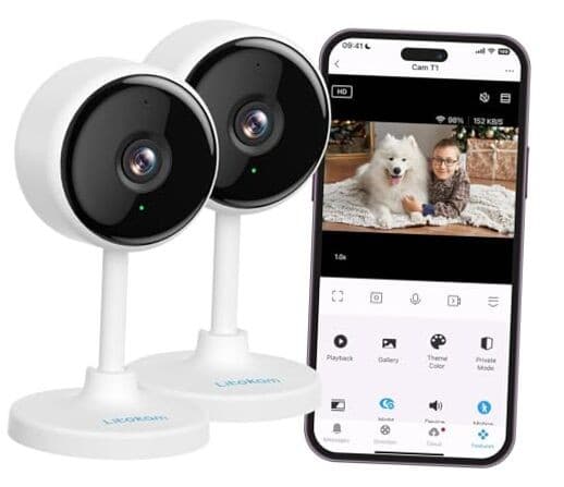  Indoor Cameras for Home Security with Night Vision, Pet Camera with Phone 2K 1