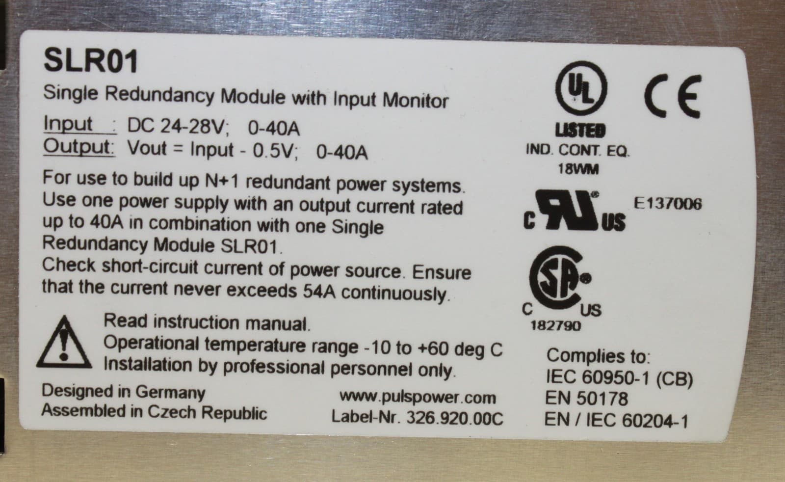 PULS SLR01 Single Redundancy Module **NEW IN BOX** 5