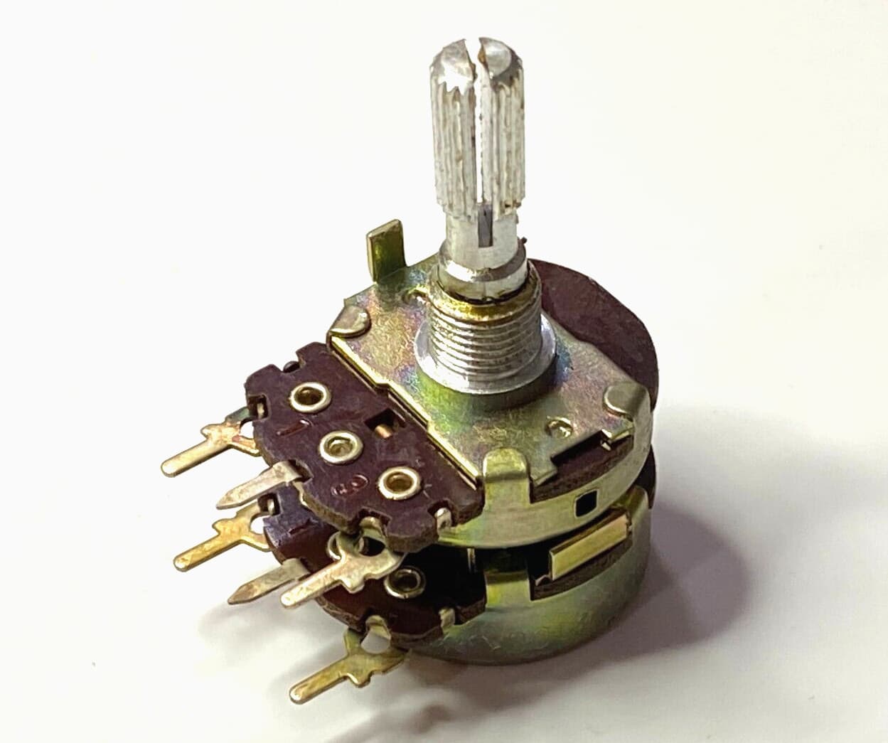 1pcs - NOBLE B-100K x2 2-Gangs DUAL Audio Potentiometer Knurled - JAPAN