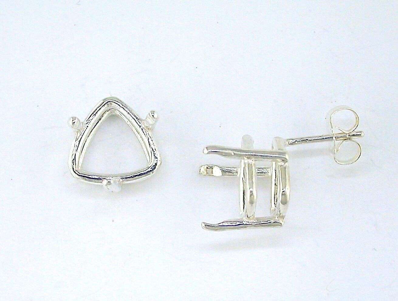 Trillion Center Prong Earring Setting Sterling Silver