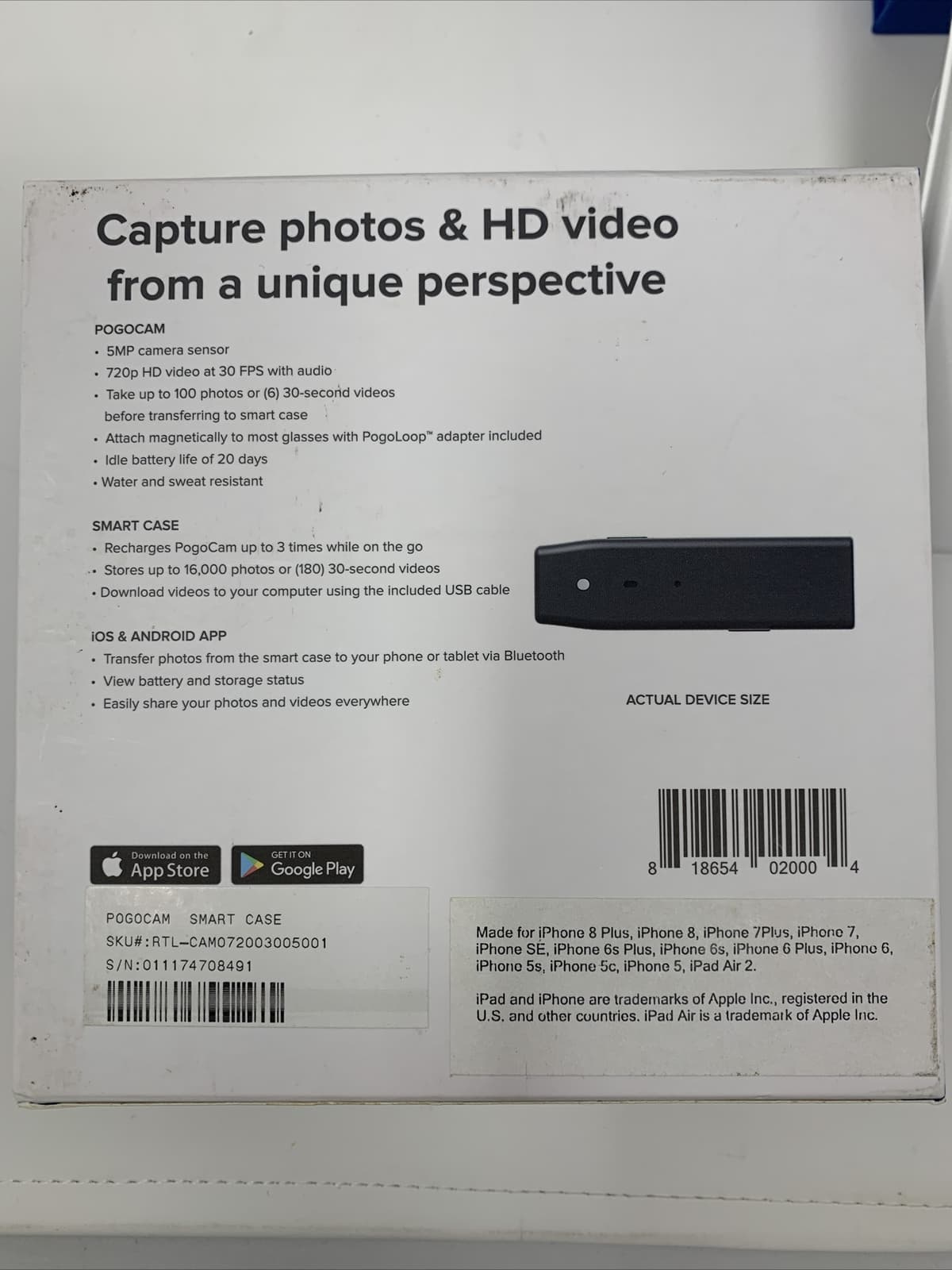 PogoCam Wearable Camera w/ Foster Grant Glasses In Case  (brand new/never used) 6