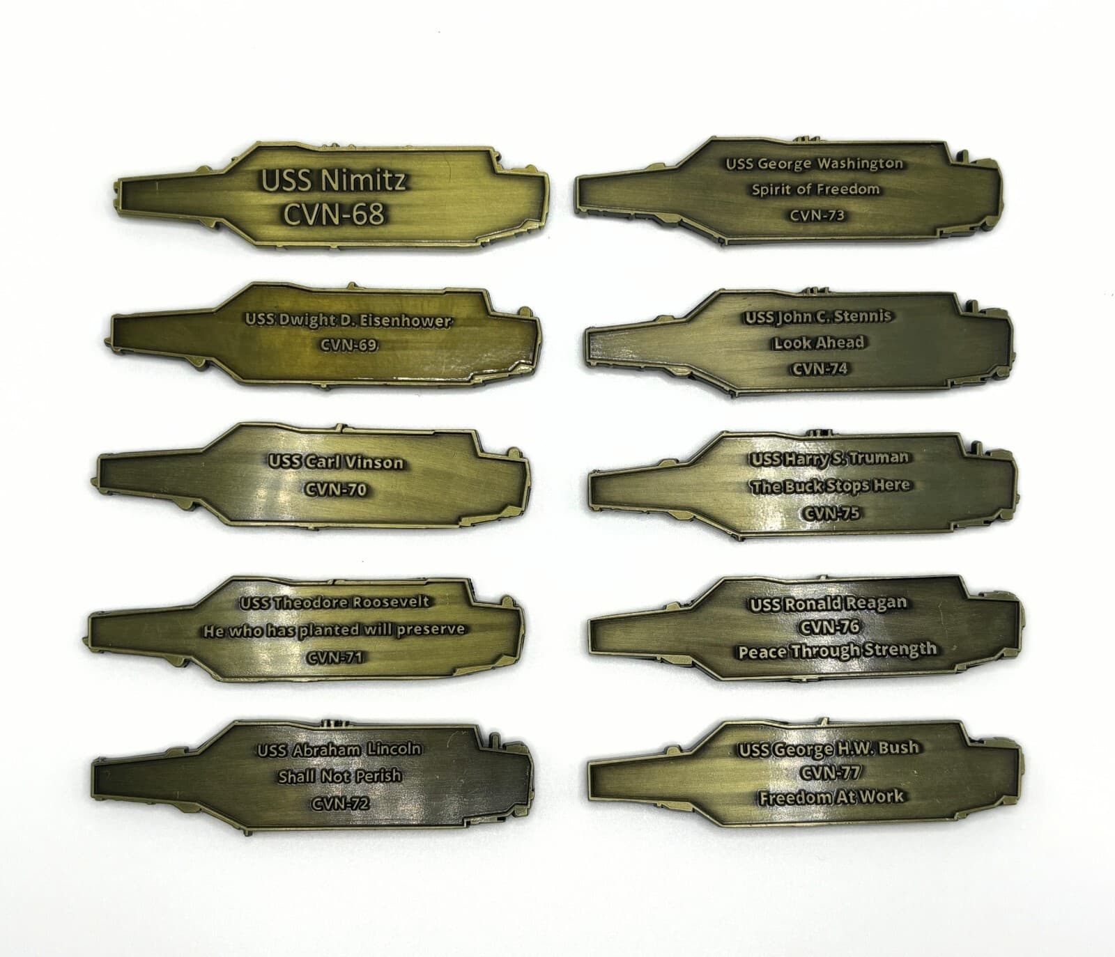 Nimitz Class Aircraft Carrier Challenge Coin Set - 10 U.S. Navy Coins 2