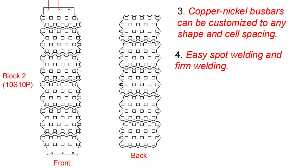 20S10P Copper Nickel Busbar Custom Special-shaped 21700 Cells Spot Welding Sheet 2
