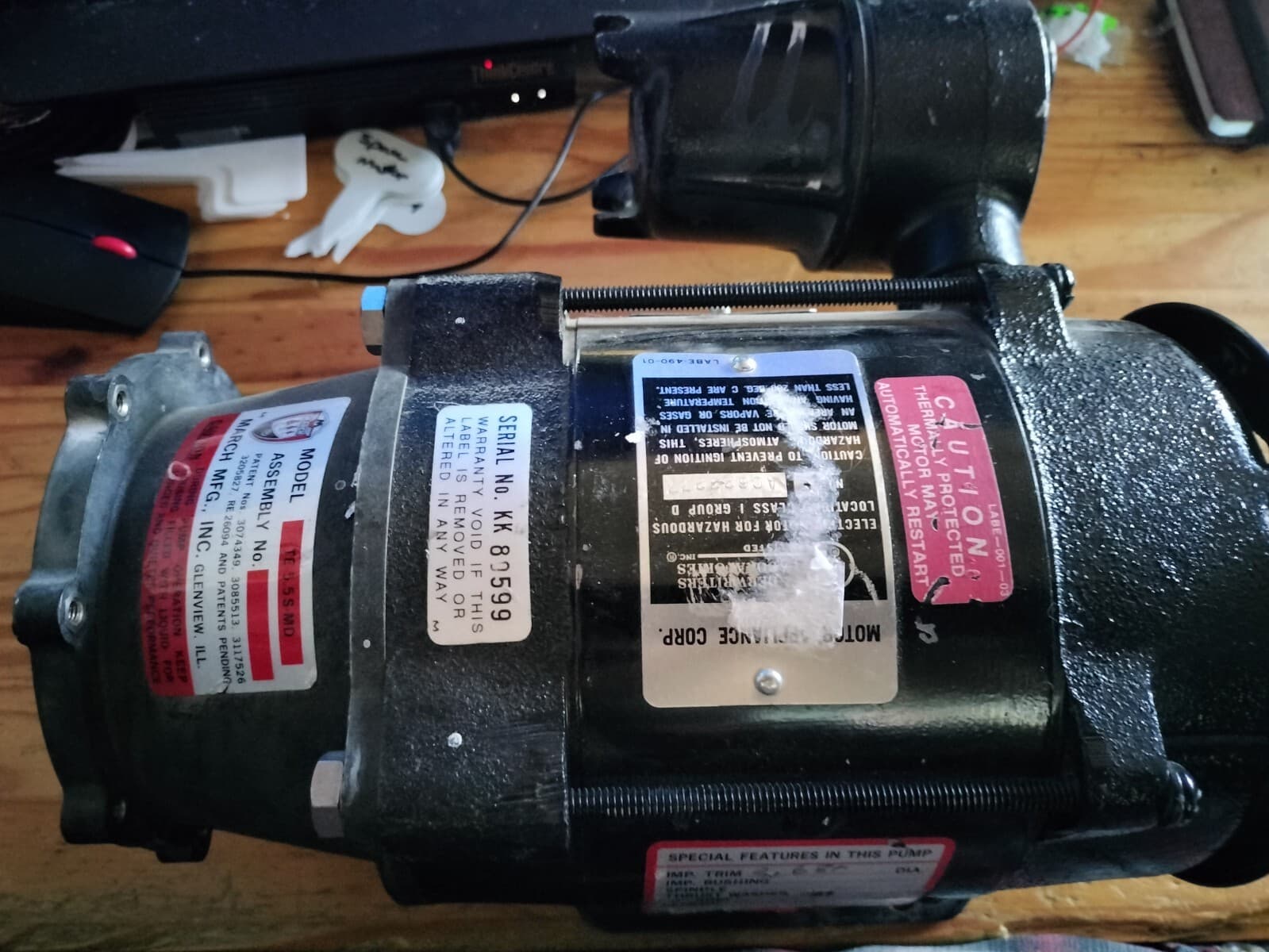 MARCH MFG. TE-5.5S-MD SEAL-LESS CENTRIFUGAL MAGNETIC DRIVE PUMP 1/3HP