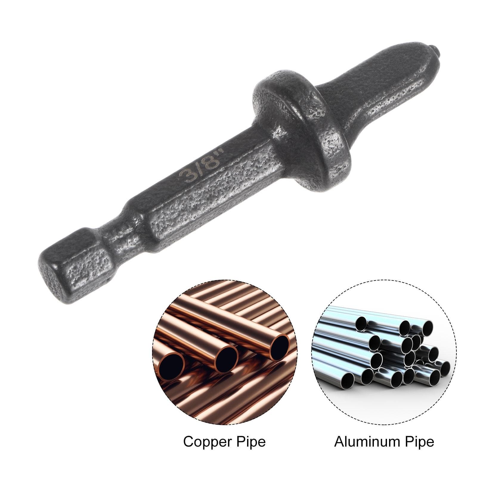 3/8" Swage Tube Expander Drill 1/4" Hex Handle for Copper Aluminum Pipe 2Pcs 3