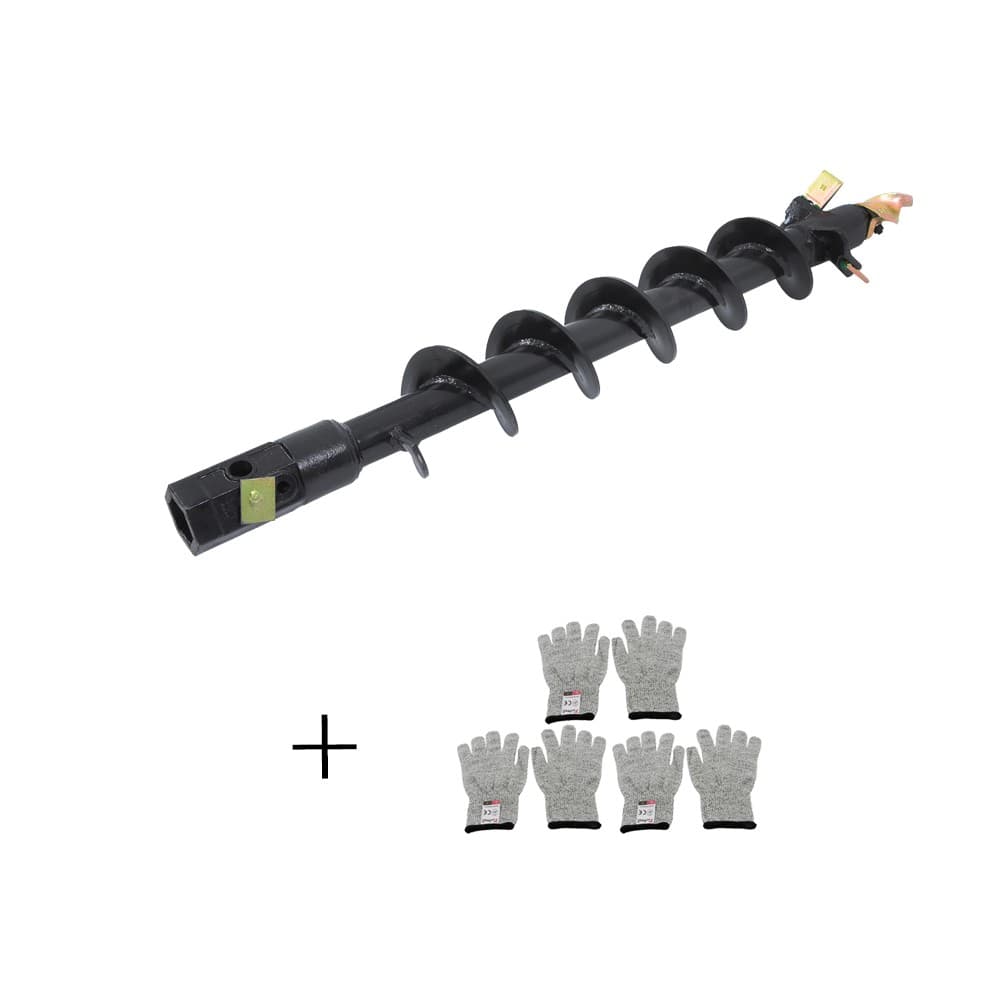 Auger Bit 6" Diameter 48" Length 2" Hex Auger for Bobcat Machines With gloves