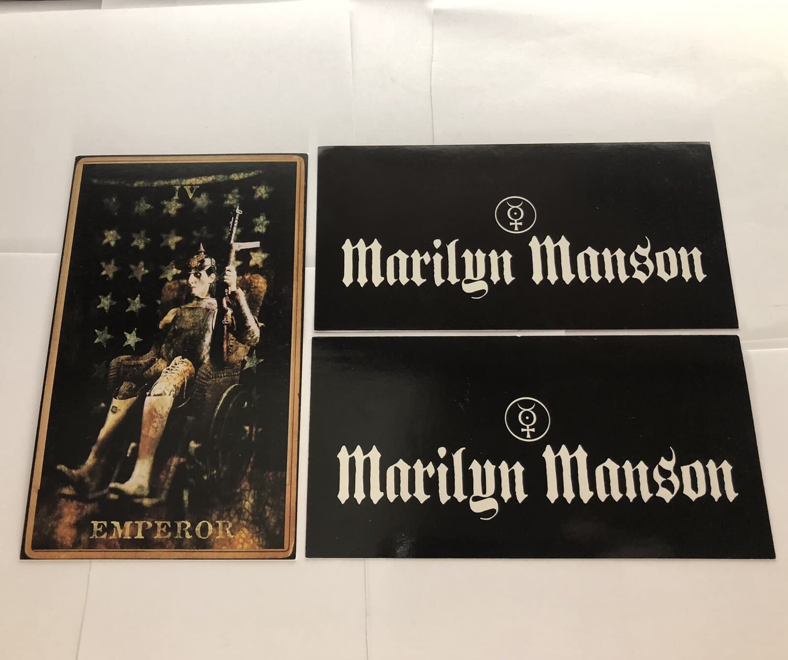 Rare MARILYN MANSON Promo Postcard EMPEROR & Sticker X2 HOLYWOOD Nothing Records