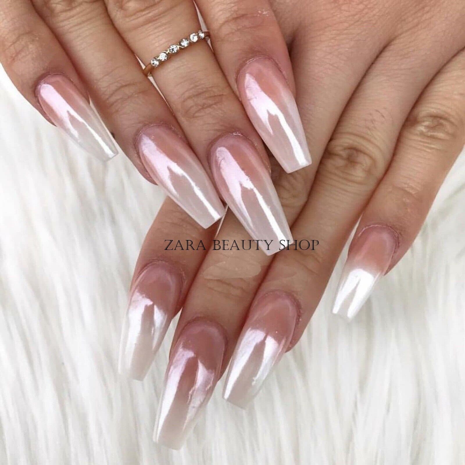 WHITE CHROME POWDER Pigment Pearl Nails Nail Art Crystal Shiny Dust Glazed Donut