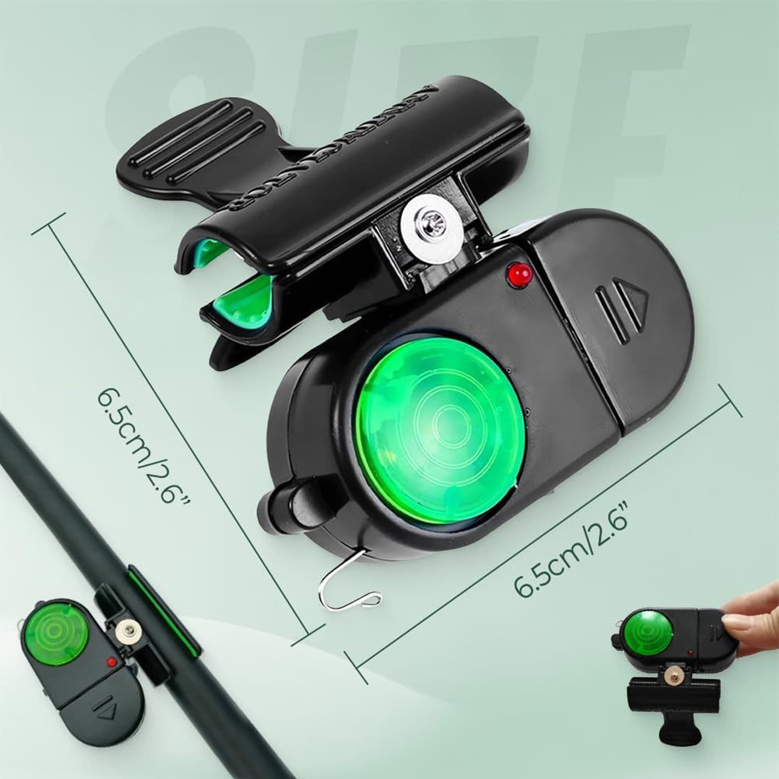 2Pcs Electronic LED Light Fishing Bite Sound Alarm Alert Bell Clip On Fish Rod 2