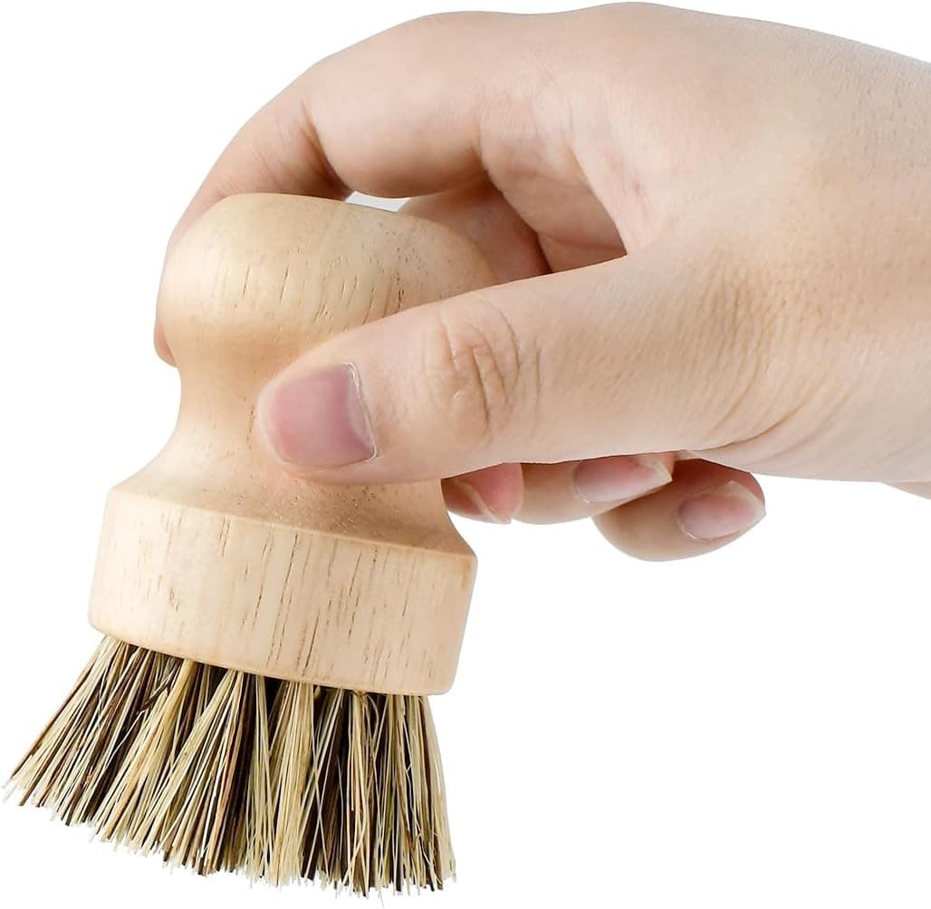 2 Pcs Dish Brush, Wood Dishes Scrub Pot Brush for Sisal and Palm  5