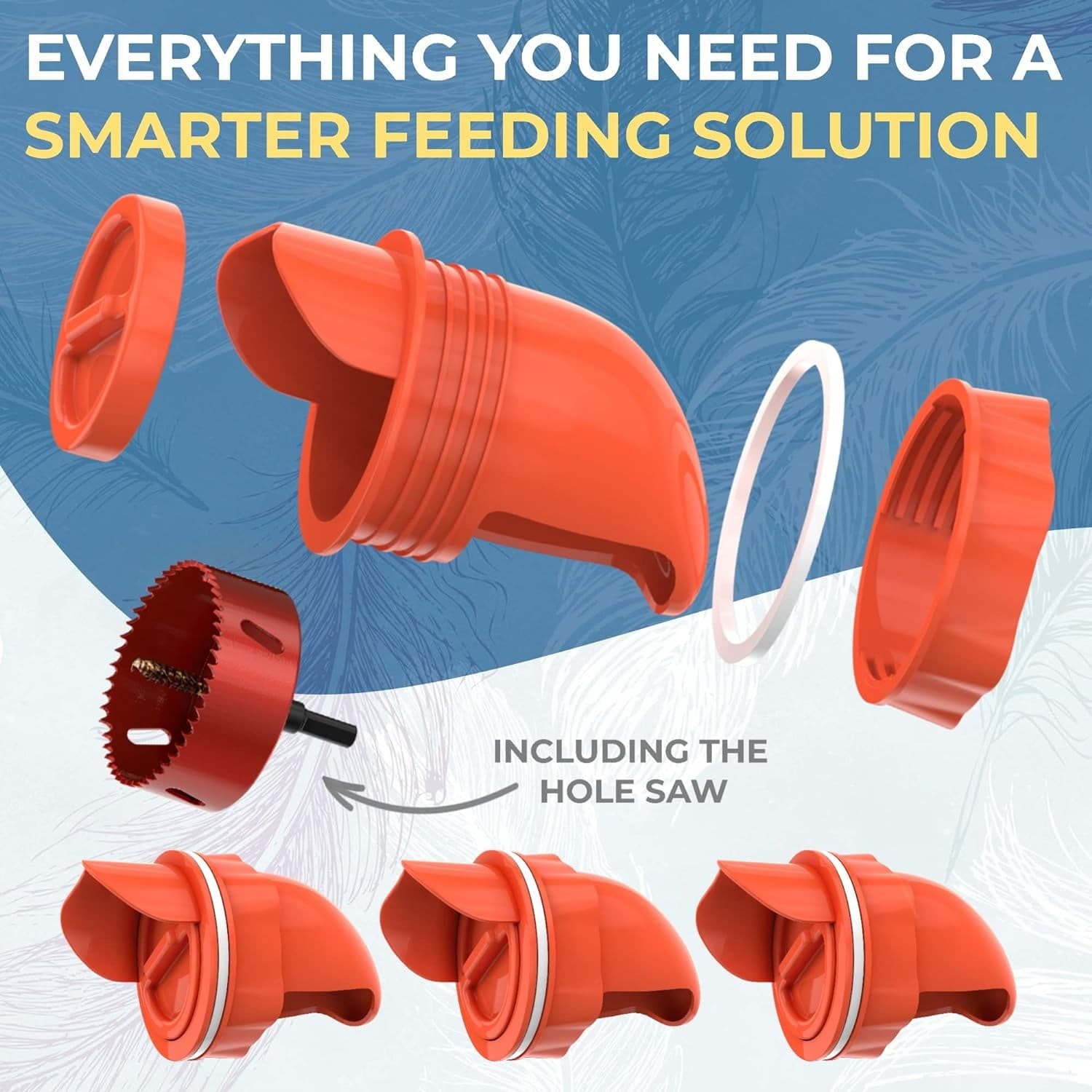 DIY Chicken Feeder 4 Port Automatic Chicken Feeders No Waste 4 port W/ Holesaw 4