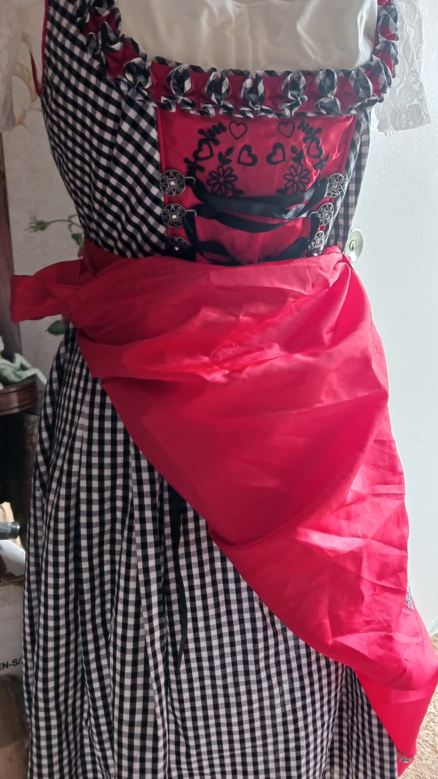 sz 4,NEW! Germany,Trachten,Oktoberfest,Dirndl Dress,3-pc,Black/RED FREE Blouse 5