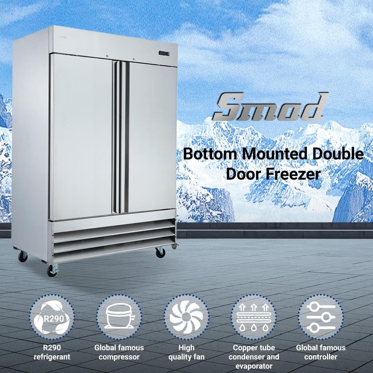 Smad Stainless Steel Commercial Freezer 47 Cu. Ft. Commercial Cooling  - 8 ℉~ 0℉ 2