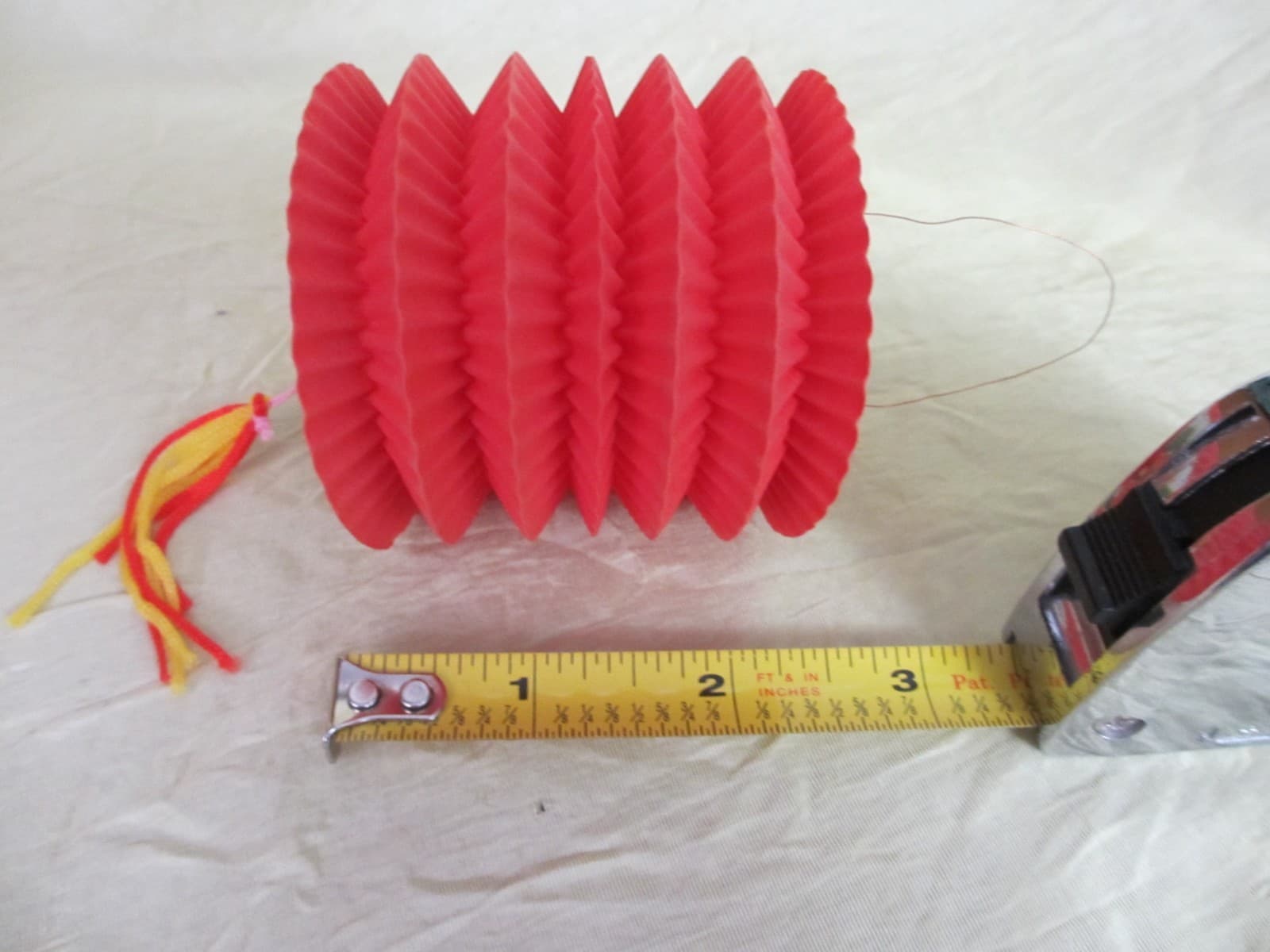 old red 3" accordion Chinese paper lantern traditional lamp decoration auto hang 4