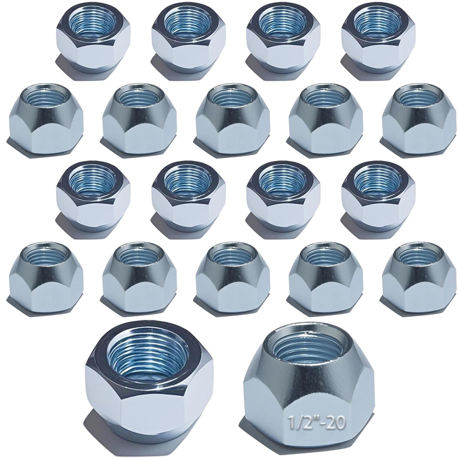 20Pcs 1/2''-20 Trailer Hub Lug Nuts, Wheel 509 Lug Nut Axle Hub Tire Lugs Nuts O