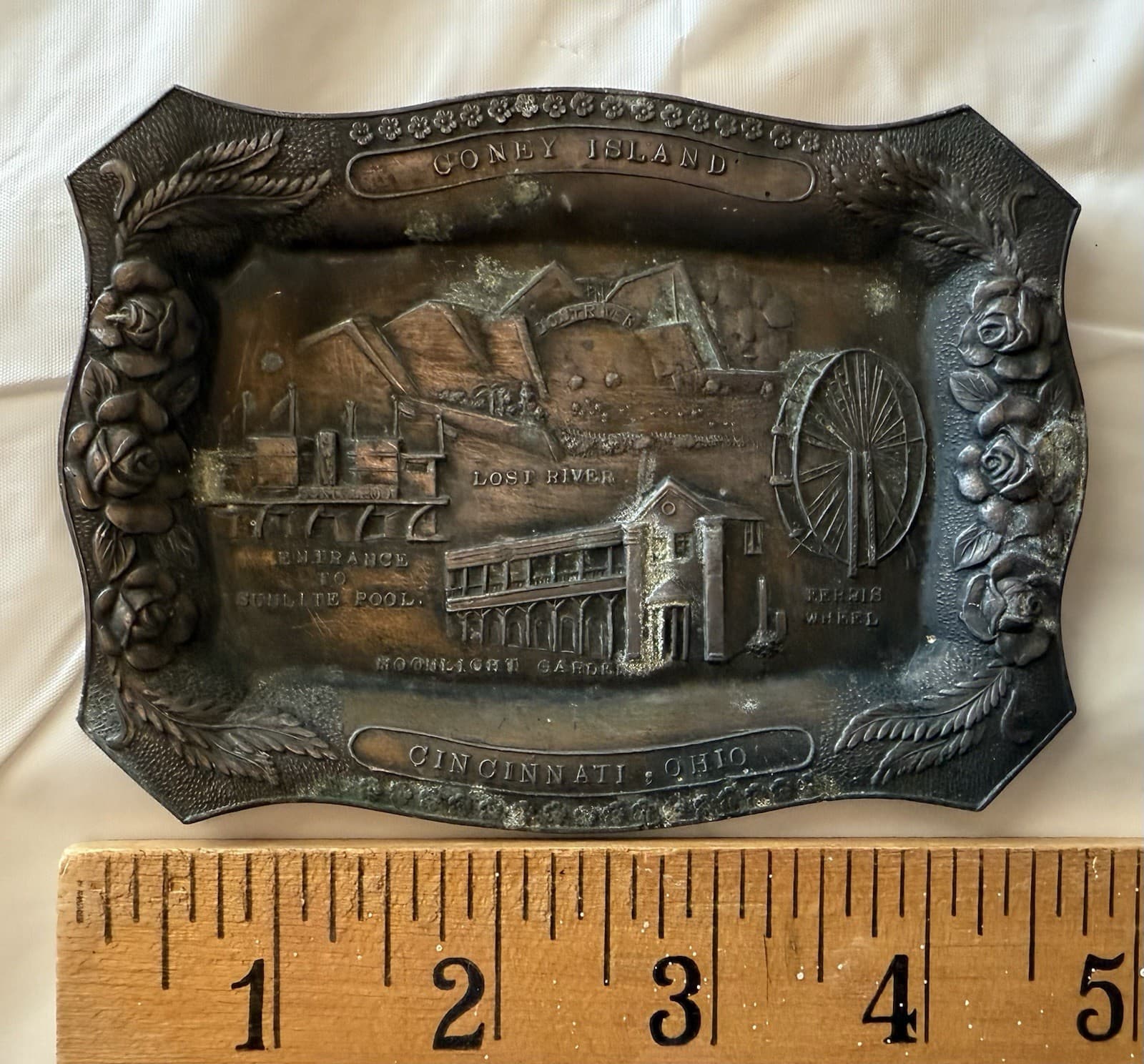 Vintage Coney Island Amusement Park Cincinnati Ohio Souvenir Prize Tray Japan 2