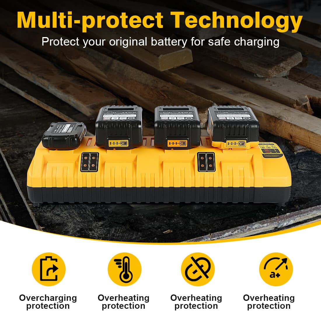 For DEWALT DCB104 12/20V 4-Port Battery Charger Fast charger Lithium XR DCB205 4