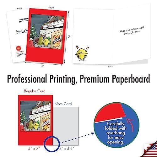  12 Humorous Christmas Greeting Cards Boxed Set with 5 x 7 Inch Bell Rock 4