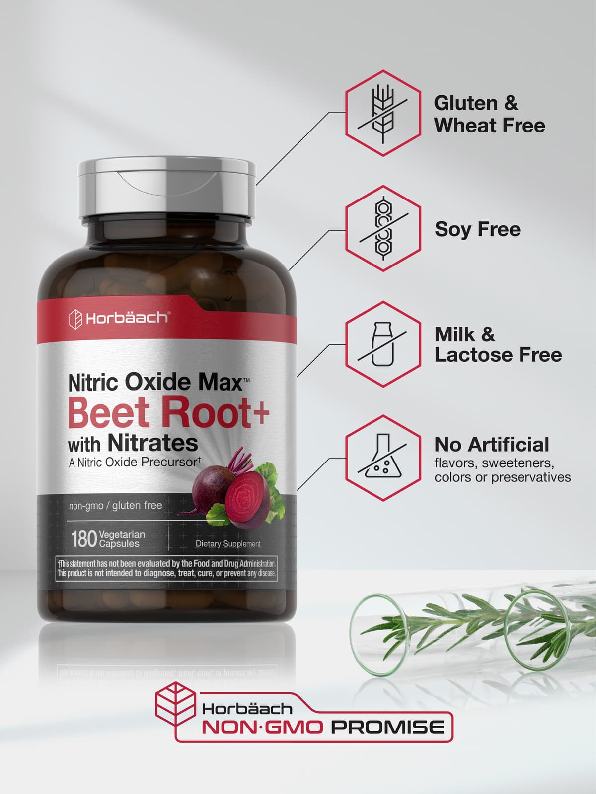 Nitric Oxide Beet Root Capsules | With Nitrates | 180 Count | by Horbaach 4
