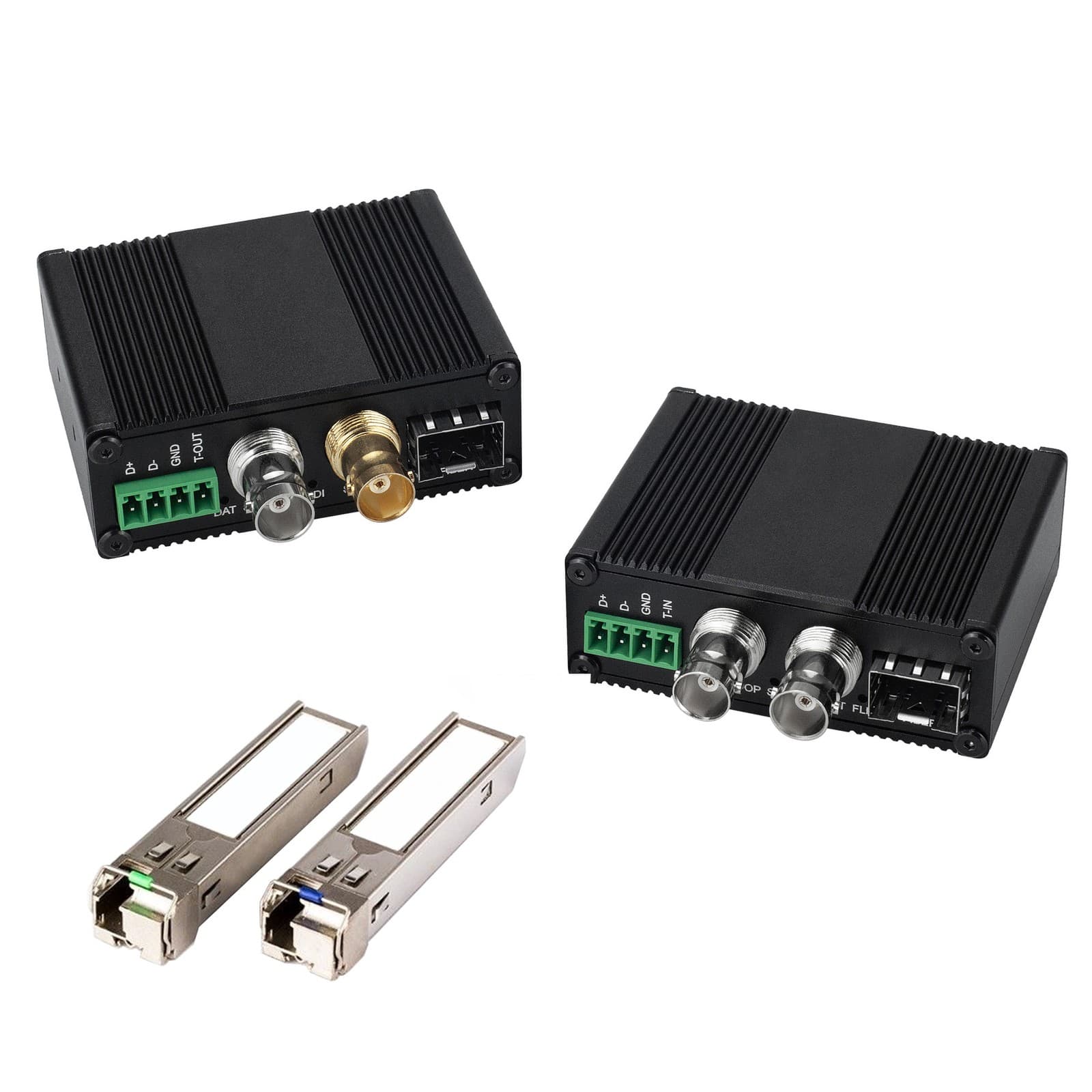 HD SDI Transmitter Receiver LC Fiber Optic Converter 20KM Extender RS485 Data 5